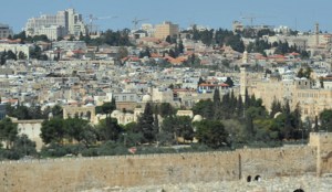 Former Alaska governor Sarah Palin overlooking Jerusalem