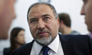 Former Israeli foreign minister Lieberman is seen in Jerusalem's magistrate court at the continuation of his trial