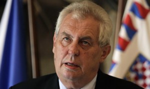 Czech President Zeman speaks during a news conference in Prague