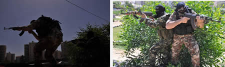 Militärische Ausbildung in der Nähe eines mit Zivilbevölkerung besiedelten Gebiets im Gazastreifen (Pal Today, 8. April 2014)