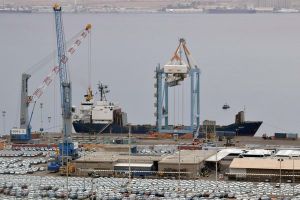 Der Hafen von Eilat am Roten Meer.