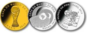 Gold- und Silber-Gedenkmünzen des WM-Gastgebers Brasilien.