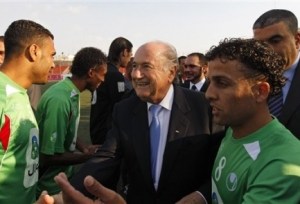 FIFA President Sepp Blatter during a 2011 visit to the West Bank
