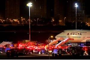 Der Delta Airlines Flug 469 nach der Notlandung.