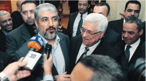 Nur vor den Medien herrscht scheinbare Eintracht Maschal und Abbas.